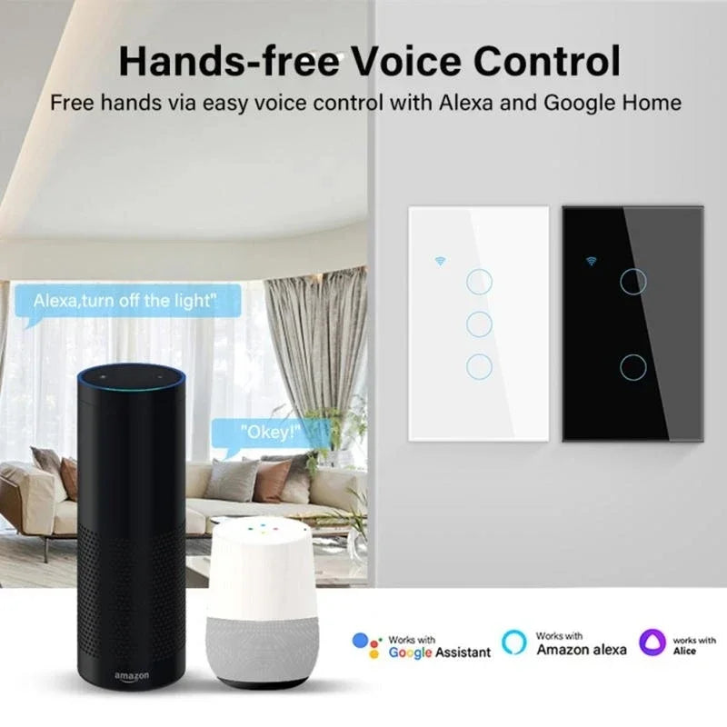 Interruptor Inteligente de Parede, com sensor de toque, Tuya Touch Sensor LED,  Alexa Google Home