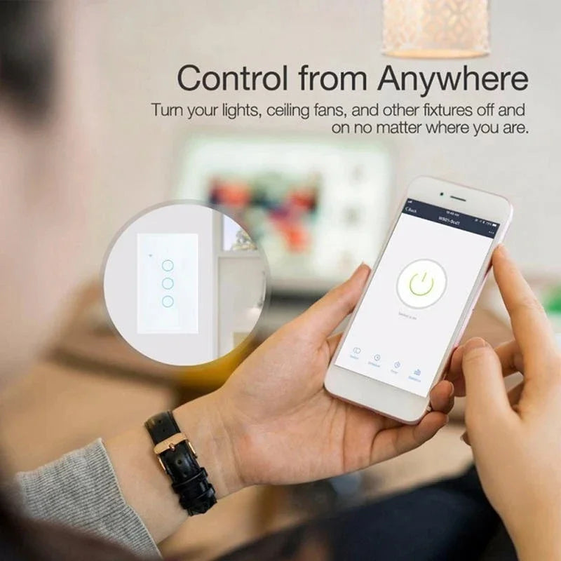 Interruptor Inteligente de Parede, com sensor de toque, Tuya Touch Sensor LED,  Alexa Google Home