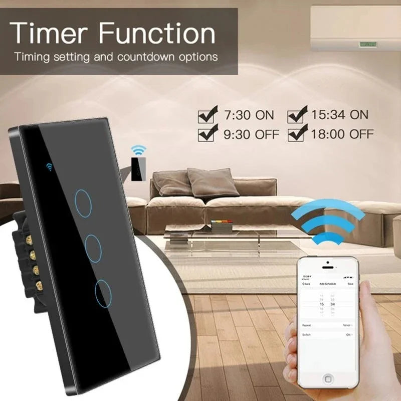 Interruptor Inteligente de Parede, com sensor de toque, Tuya Touch Sensor LED,  Alexa Google Home